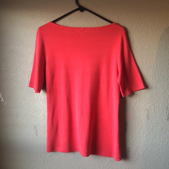 Women’s Shirt Top Tommy Hilfiger Orange Short Sleeve Crew Neck Shirt Size Medium - Picture 8 of 10